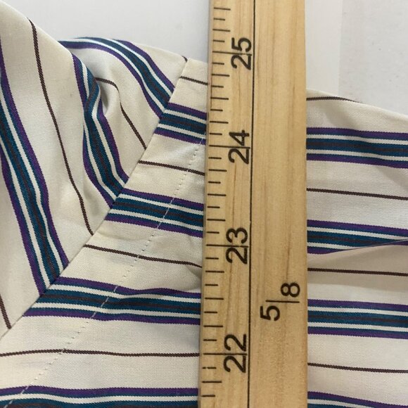 Polo Ralph Lauren Curham Custom Fit Dress Shirt Mens XL Blue Beige Striped Butto - Picture 7 of 10